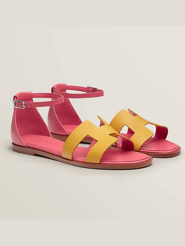 Women's Santorini H Logo Leather Sandals Yellow Pink