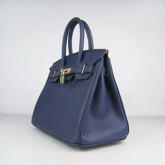 Hermes Birkin 30cm Togo Leather Handbags Dark Blue Golden