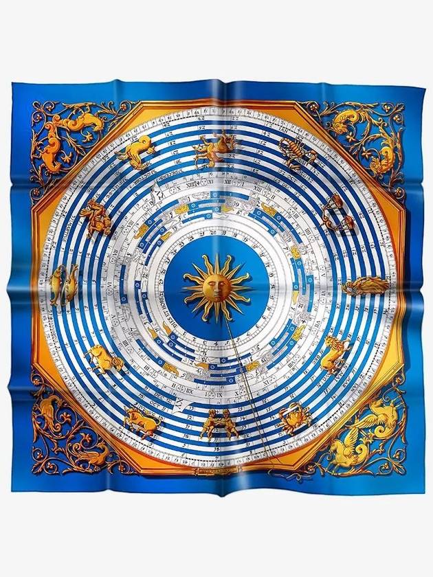 Astrology Forever Scarf 90 Blue Cobalt Vieil Or Blanc