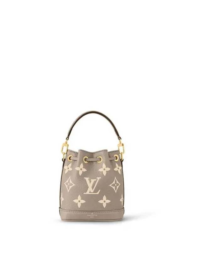 Women's Nano Noe Monogram Bucket Bag Grey Cream