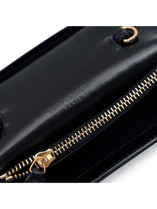 Women's Shiny Leather Logo Chain Mini Bag Black