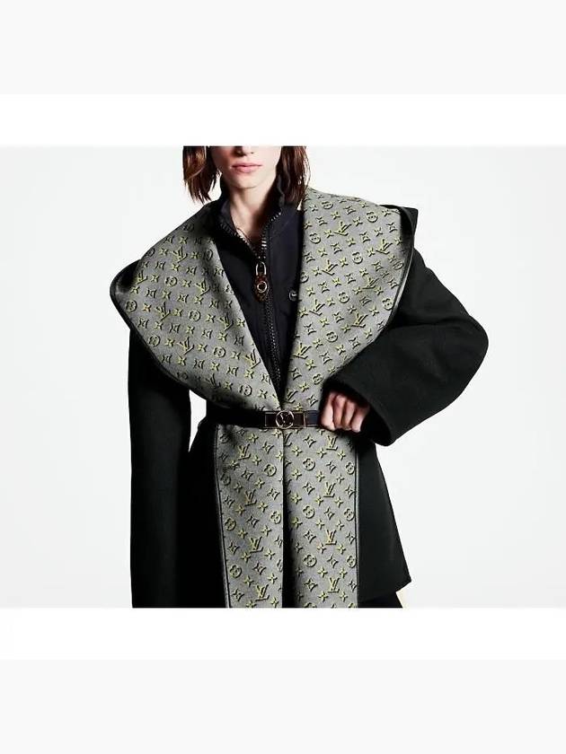 3D Monogram Double Breasted Wrap Coat M?tal Noir 1ABQNA