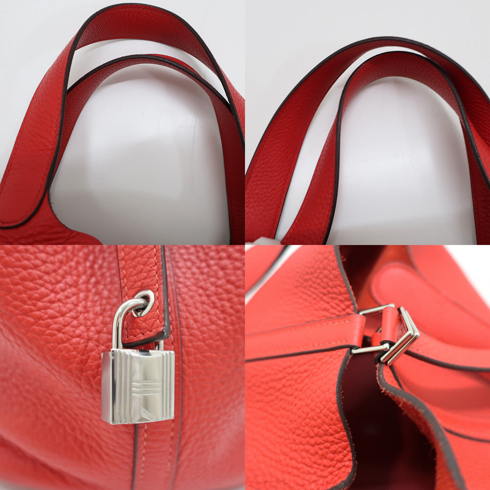 Hermes Picotin Lock MM Rojoukou A stamp manufactured around 2017 silver  key debris red handbags ladies sic wade quality