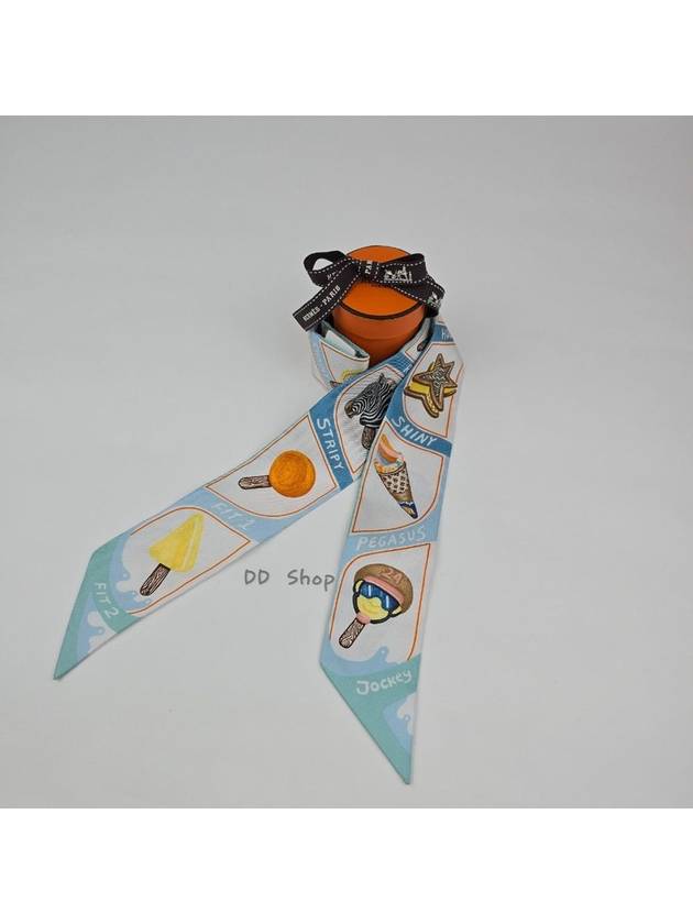 24S Scarf Twill Funny Ice Cream Twilly Aqua H064109S