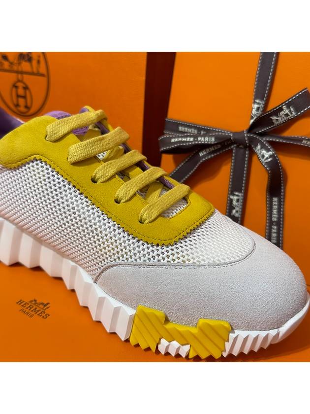 Women's Bouncing Sneakers White Mesh H Yellow Purple Two Tone