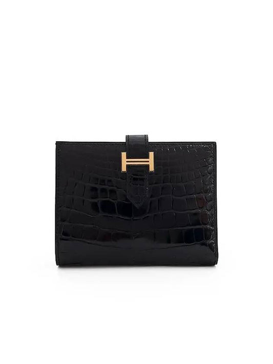 Alligator Vean Half Wallet Black Rose Gold 3HL0161