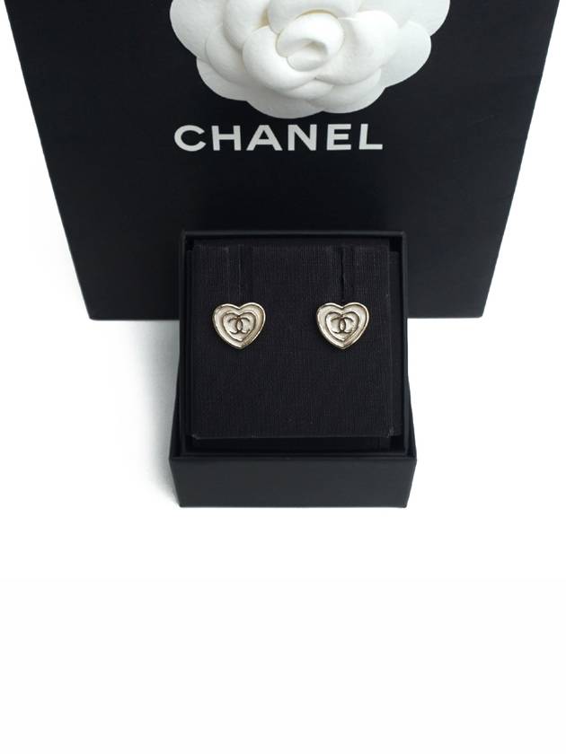 Chanel CC logo heart earrings full set