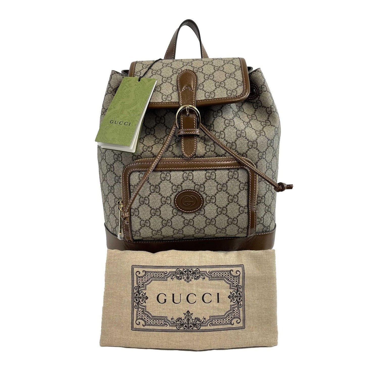 GUCCI - NEW Backpack With Interlocking G - Beige / Brown Monogram Backpack