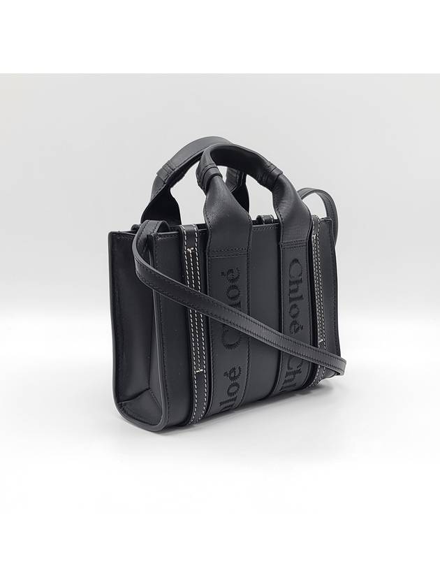 Woody Logo Calf Leather Mini Bag Black