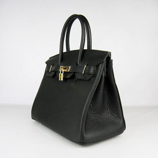 Hermes Birkin 30cm Togo Leather Handbags Black Golden