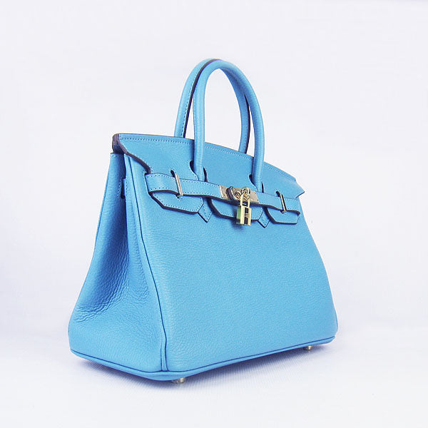 Hermes Birkin 30cm Togo Leather Handbags Light Blue Golden