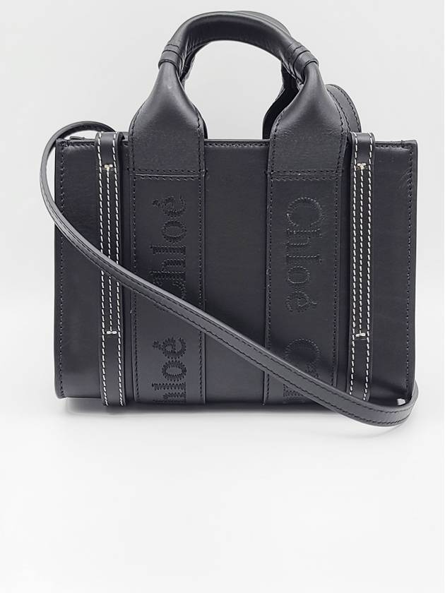 Woody Logo Calf Leather Mini Bag Black