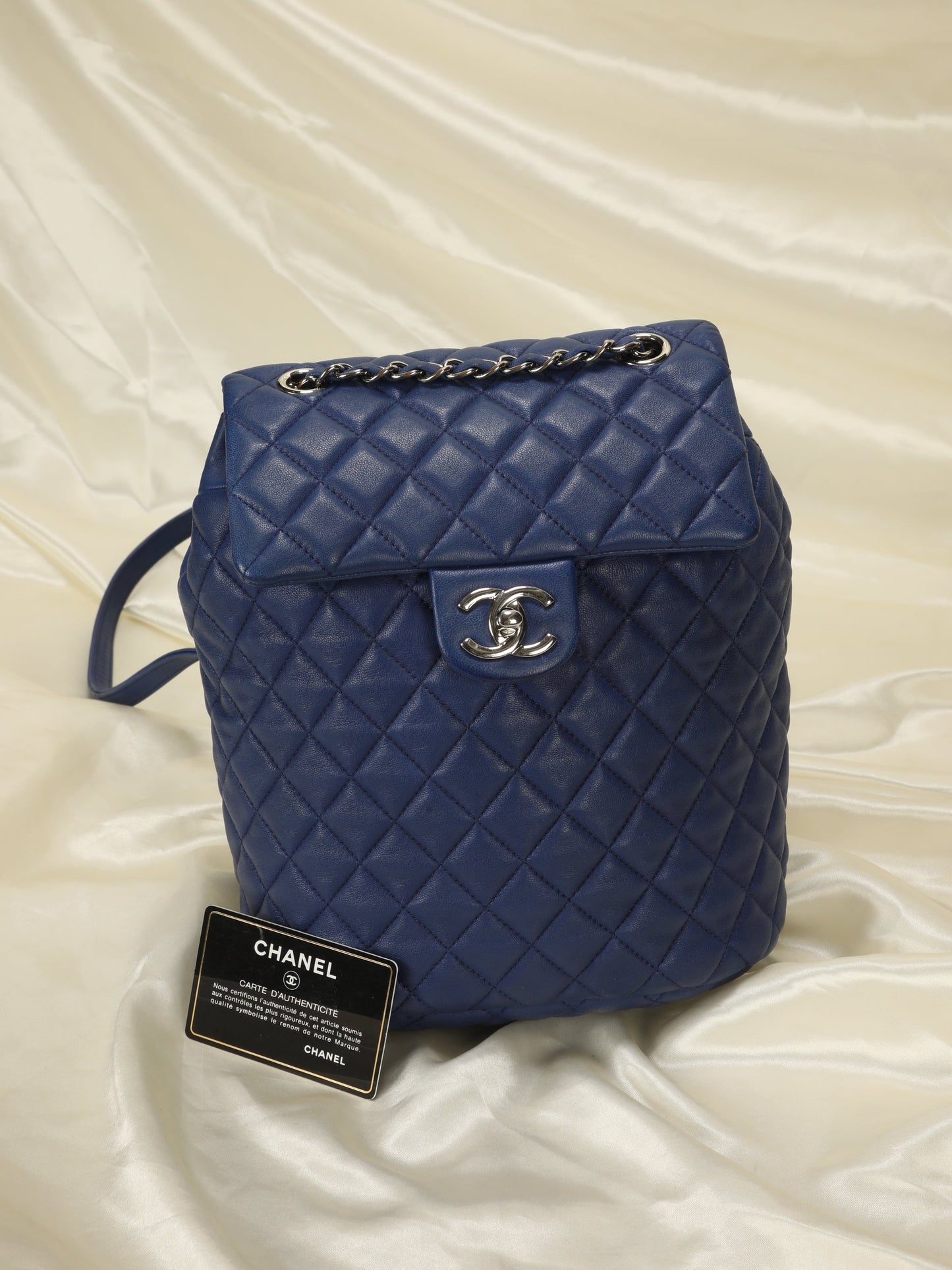 Chanel Cobalt Quilted Backpack