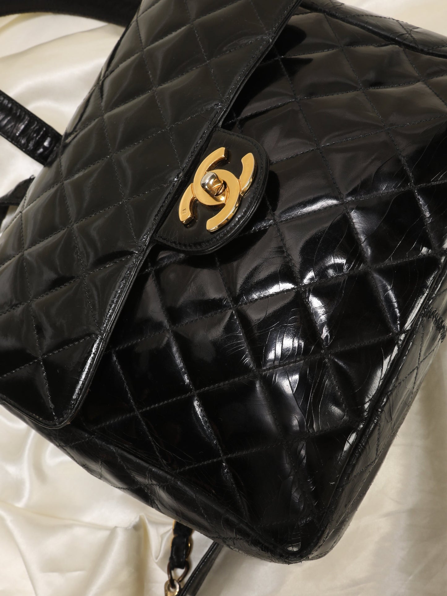 Rare Chanel Patent Turnlock Backpack