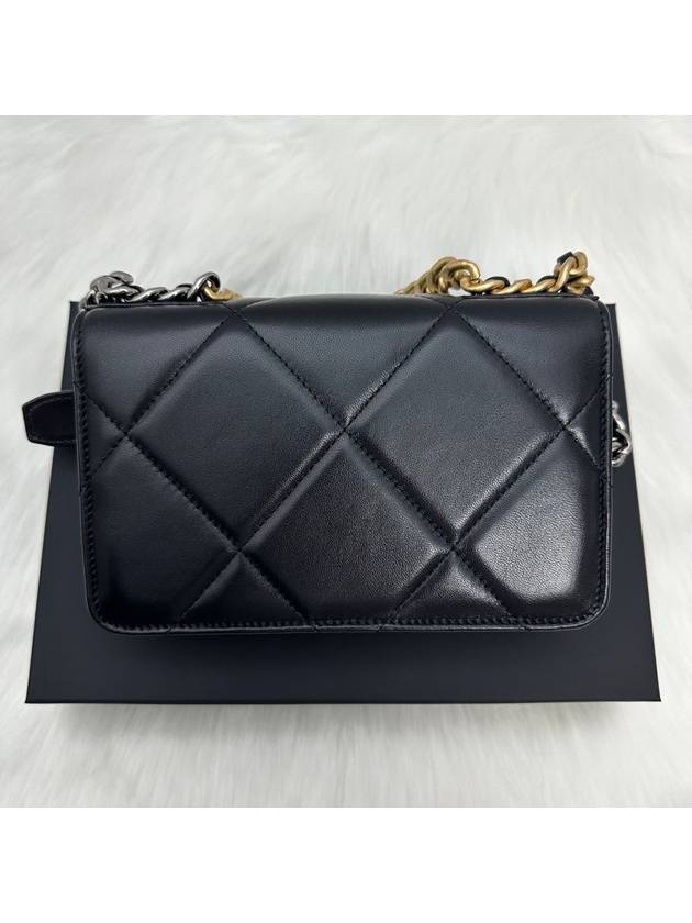 Women's 19 Bag WOC Top Handle Logo Leather Mini Bag Black