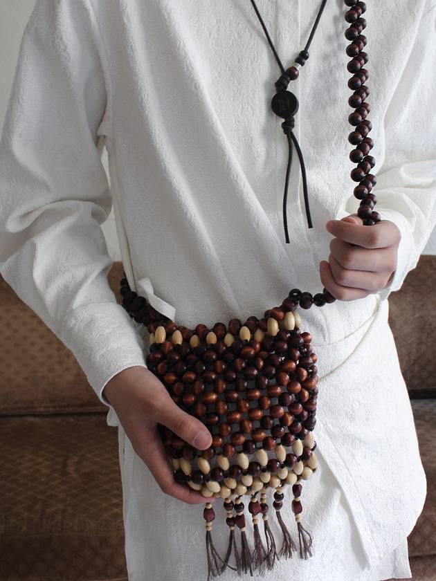 Wooden Beads Mini Bag BROWN