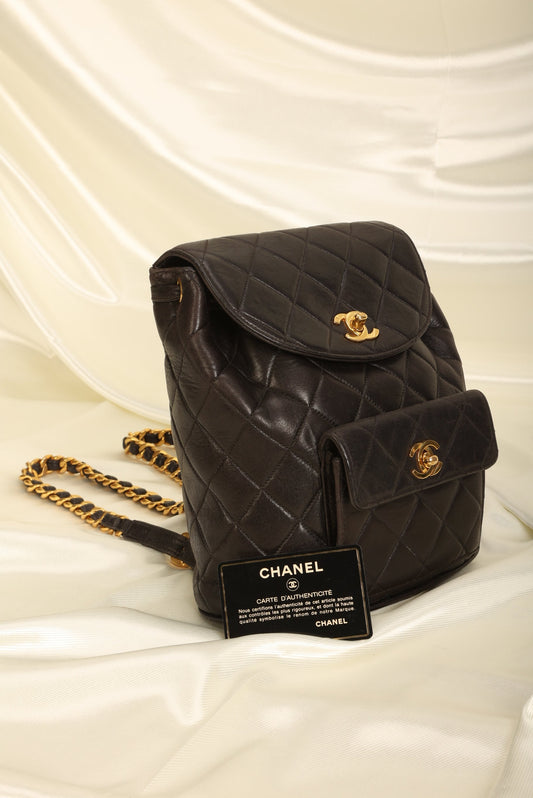 Rare Chanel Lambskin Double Turnlock Backpack