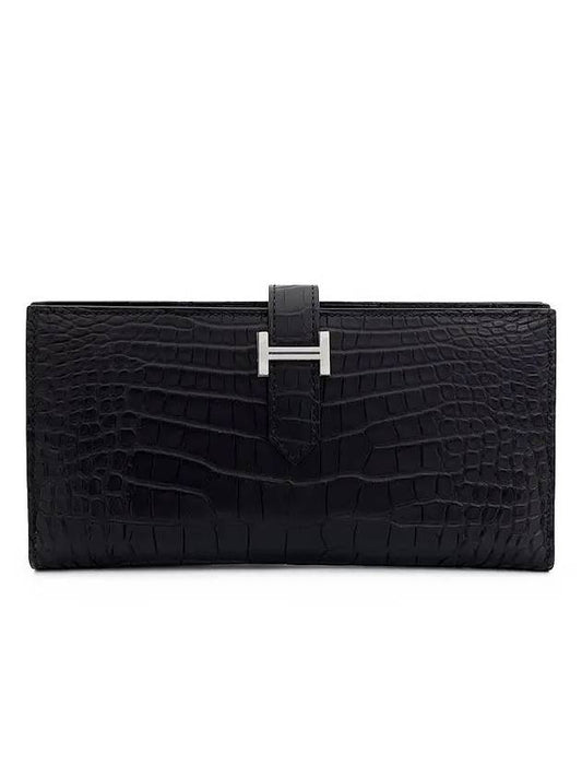 Alligator saddle wallet black silver engraved W 4HL0100