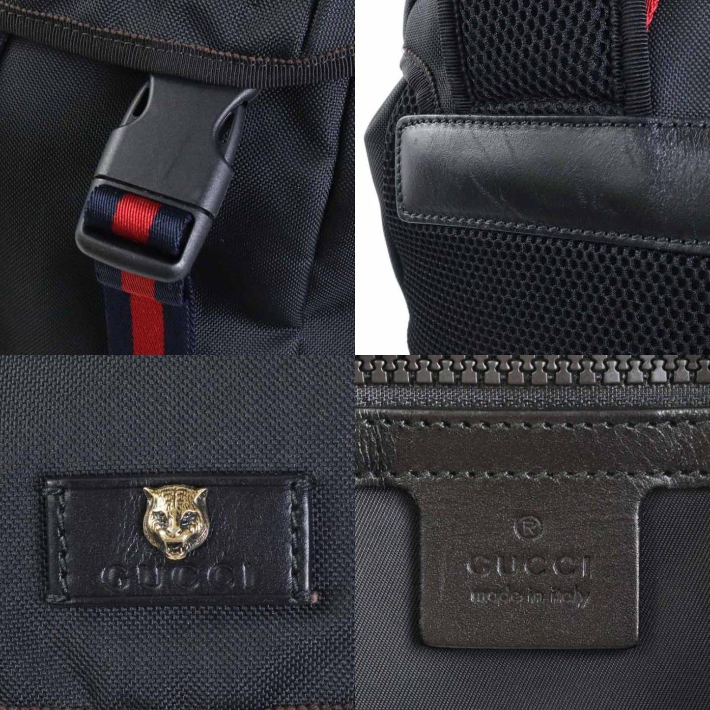 GUCCI Backpack Webline Cat Head Nylon Black Men's 429037