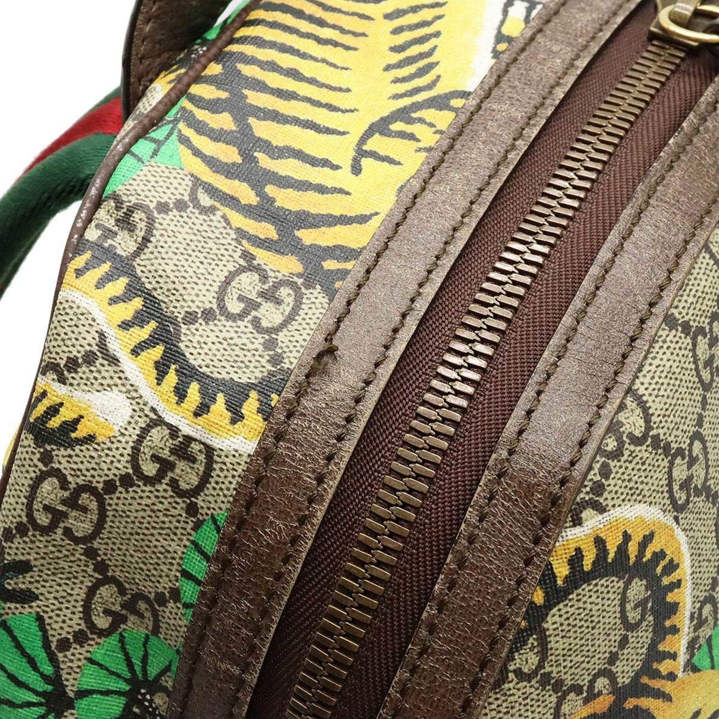 GUCCI GG Supreme Bengal Sherry Line Backpack Rucksack Tiger PVC Leather Beige Brown Multicolor 428027