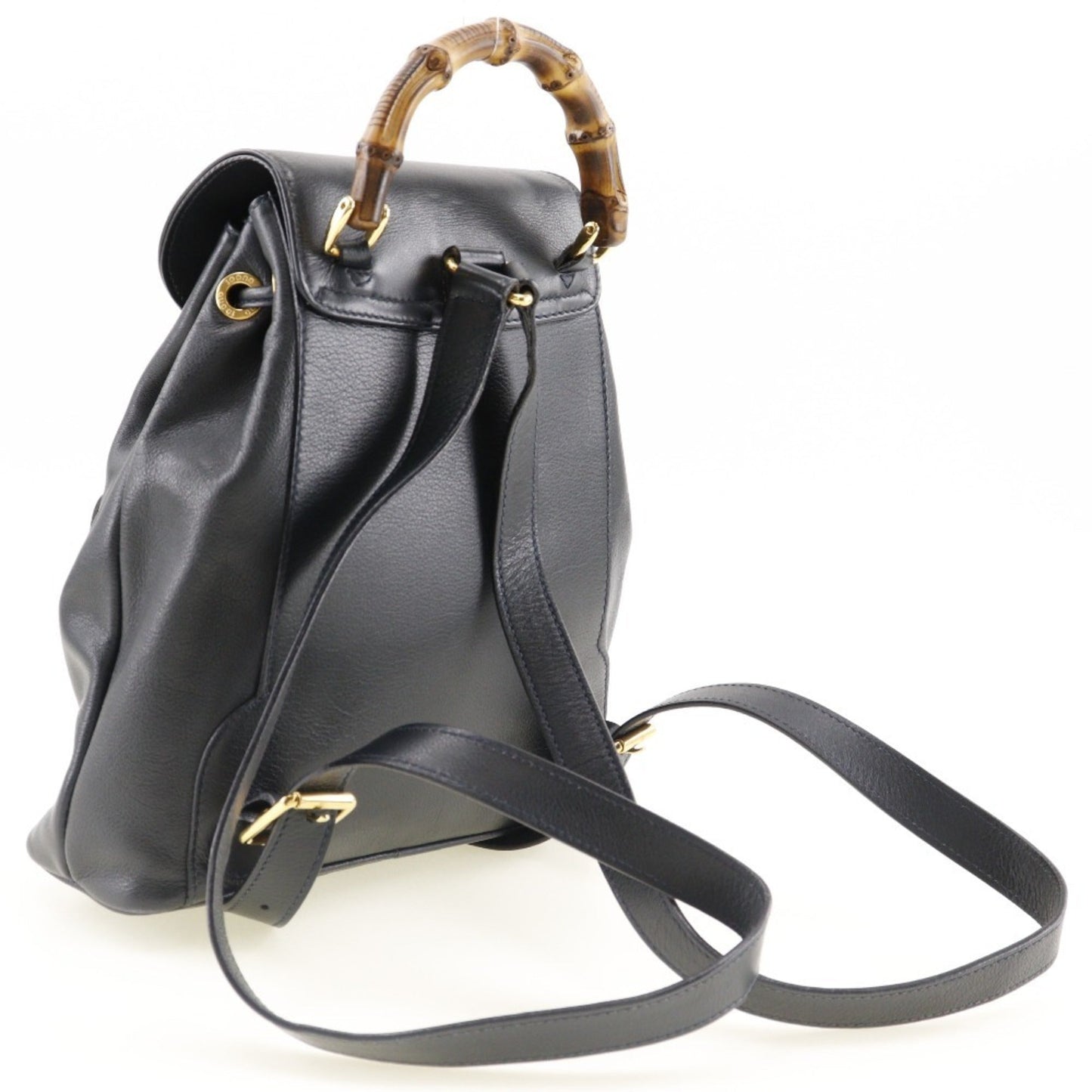 GUCCI Bamboo Mini Backpack Rucksack/Daypack 003.1705.0030 Calf Italian Navy Flap Ladies