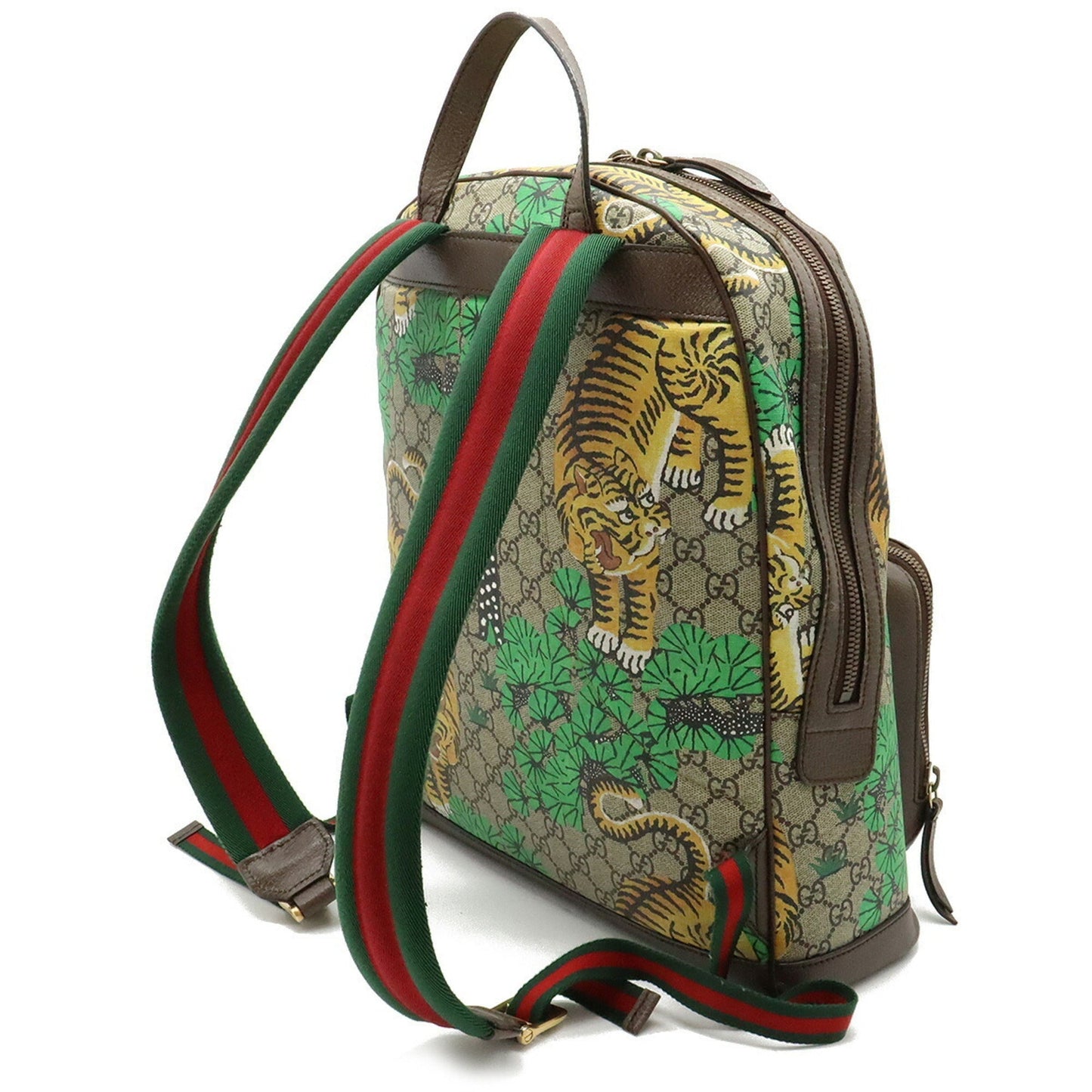 GUCCI GG Supreme Bengal Sherry Line Backpack Rucksack Tiger PVC Leather Beige Brown Multicolor 428027