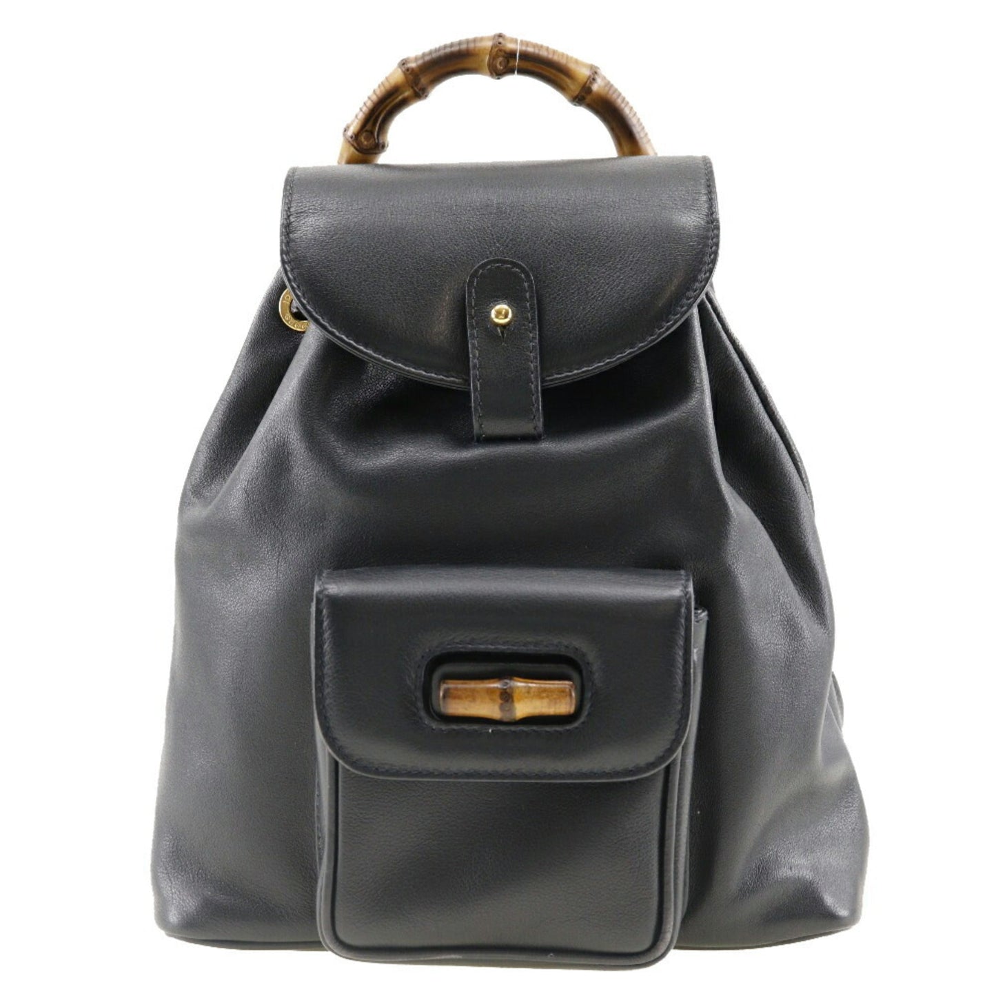 GUCCI Bamboo Mini Backpack Rucksack/Daypack 003.1705.0030 Calf Italian Navy Flap Ladies