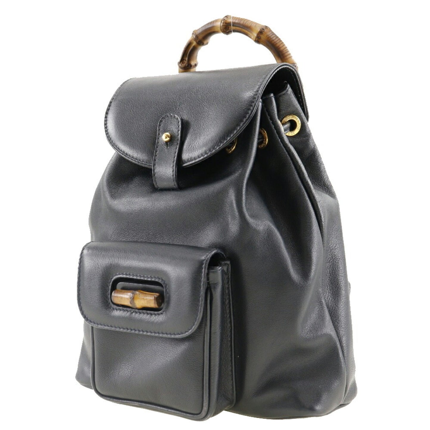 GUCCI Bamboo Mini Backpack Rucksack/Daypack 003.1705.0030 Calf Italian Navy Flap Ladies