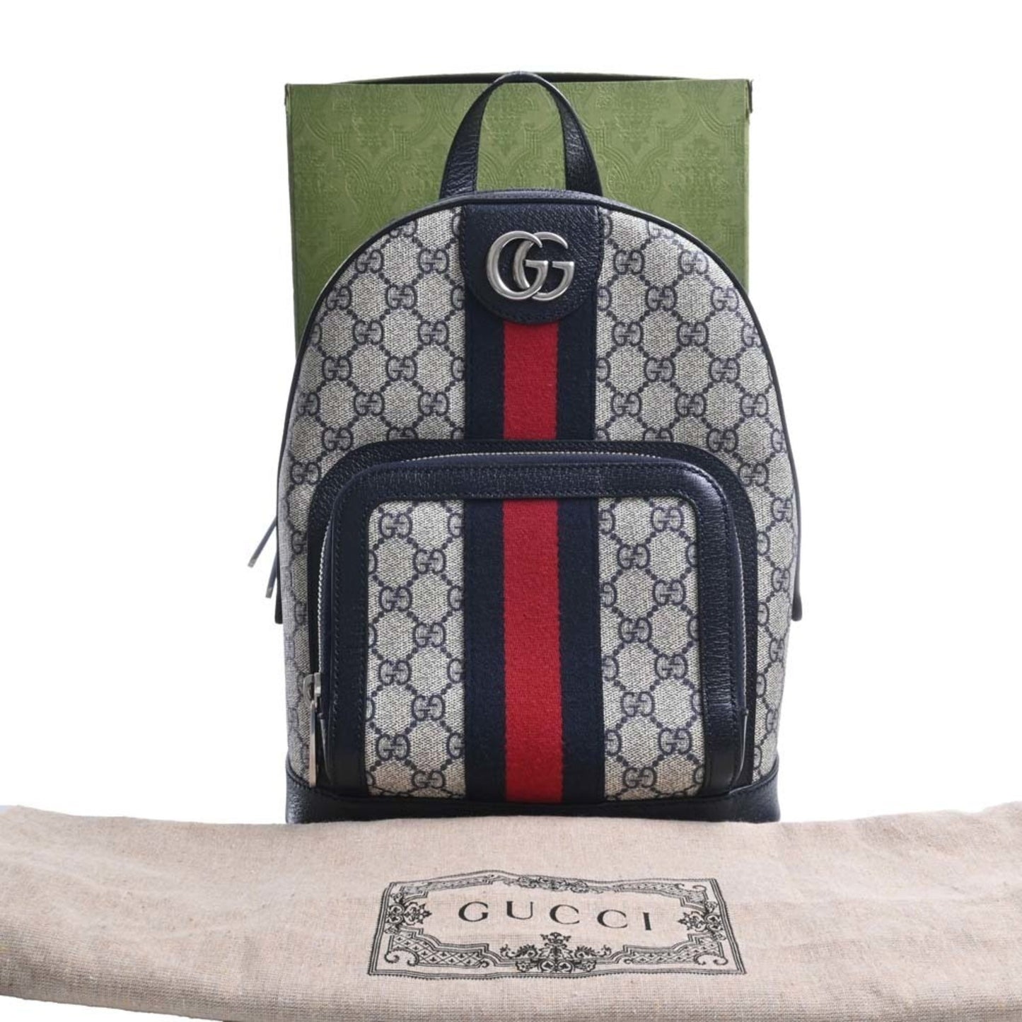 GUCCI Ophidia GG Supreme Small Backpack Rucksack 547965 Navy Women's