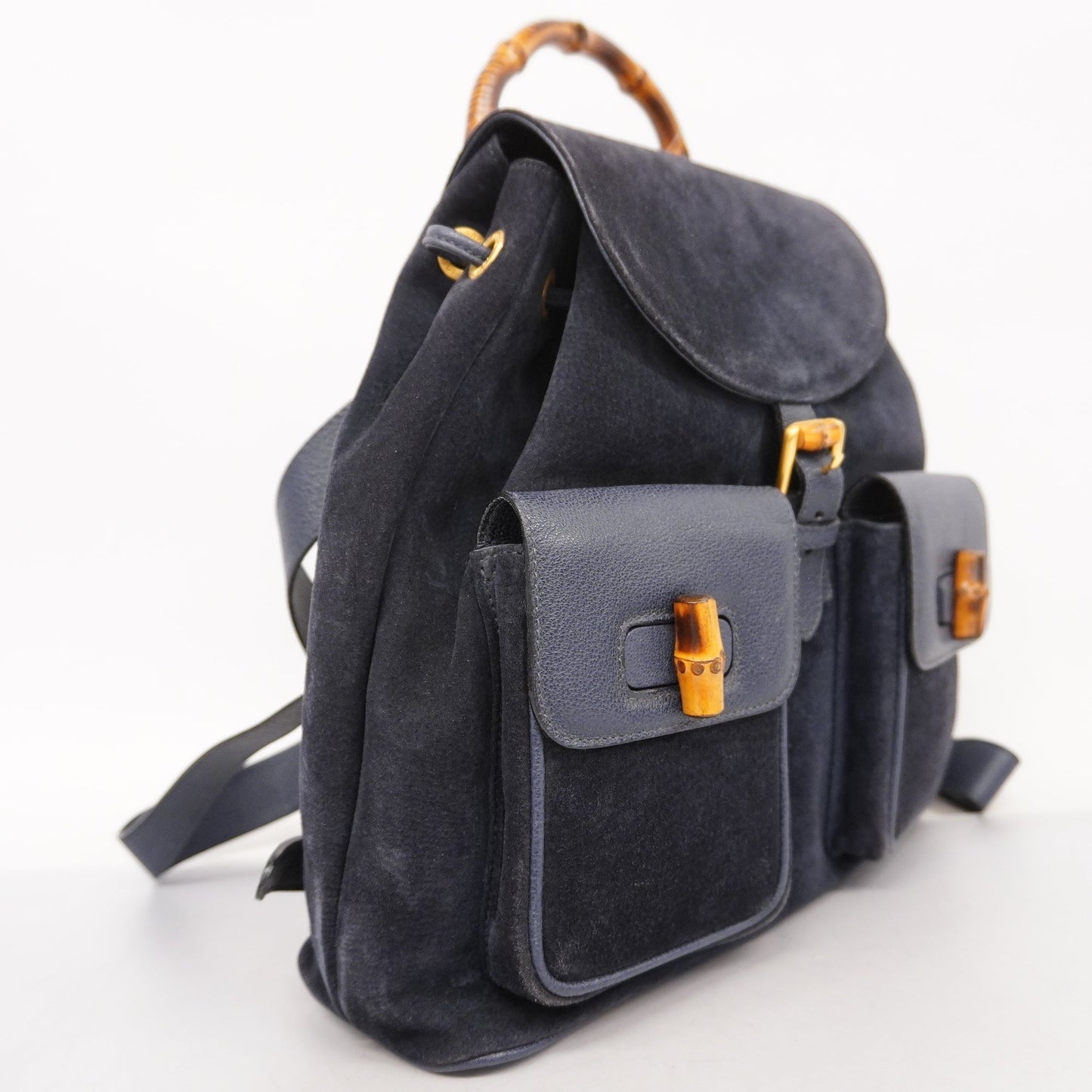 GUCCI  Bamboo Rucksack 003 2058 0016 Women's Leather,Suede Backpack Navy