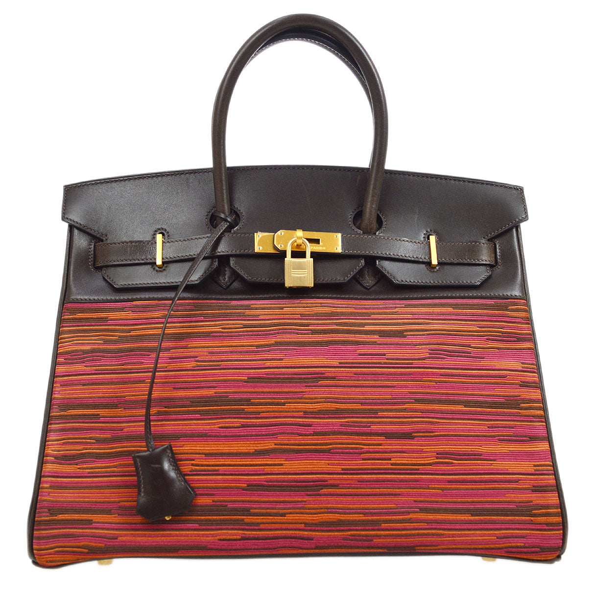 HERMES 2003 BIRKIN 35 Vibrato Calf Purple Orange Ebene