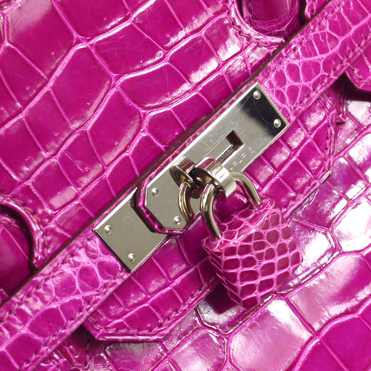 HERMES * 2012 BIRKIN 35 Porosus Lisse Rose scheherazade