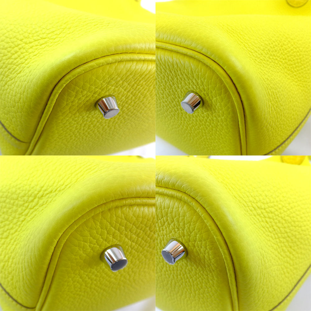 HERMES Hermes Picotin Lock  MM Handbag Lime Yellow Silver G   Clemence U Shapes Manufactured  2022 Cadena