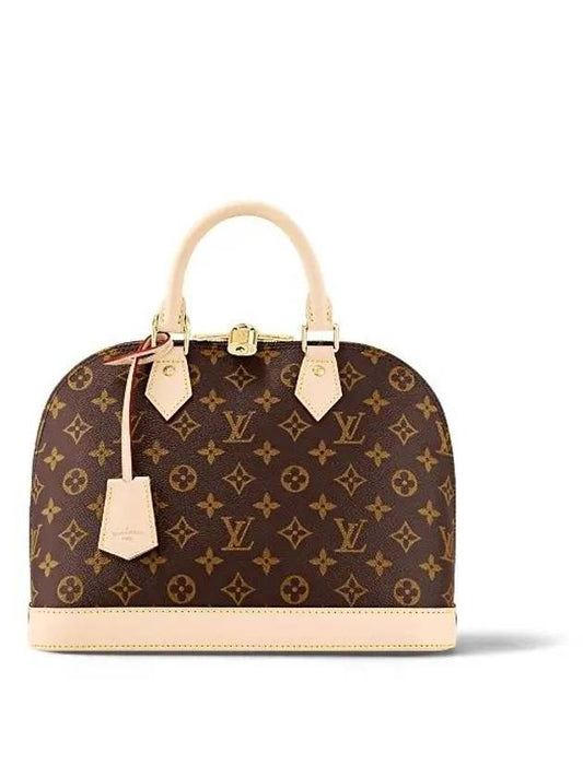 Alma PM Monogram Canvas Tote Bag Brown