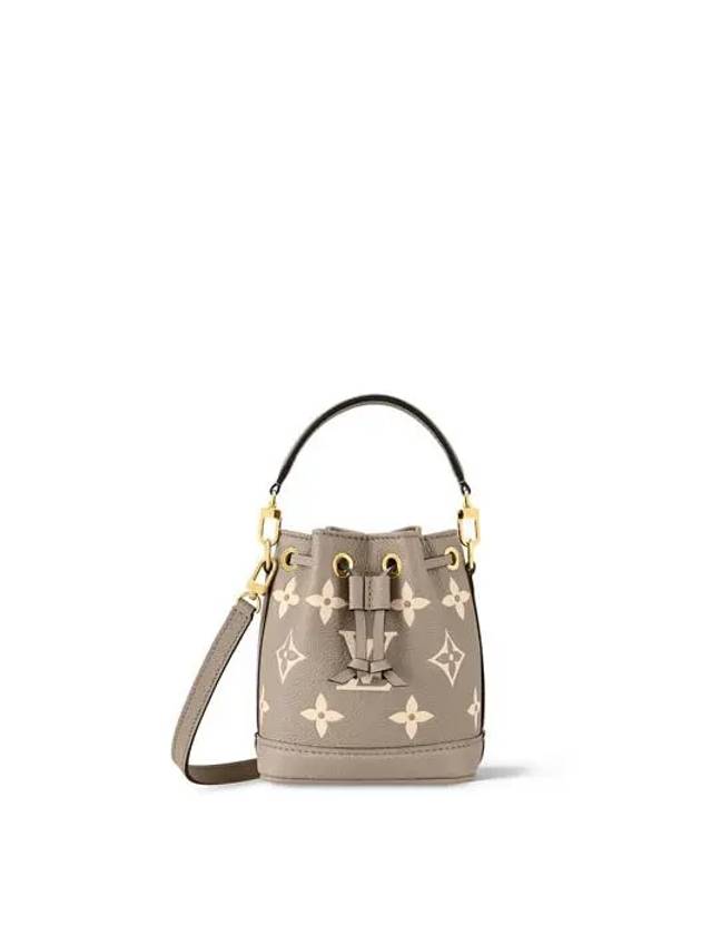 Women's Nano Noe Monogram Bucket Bag Grey Cream