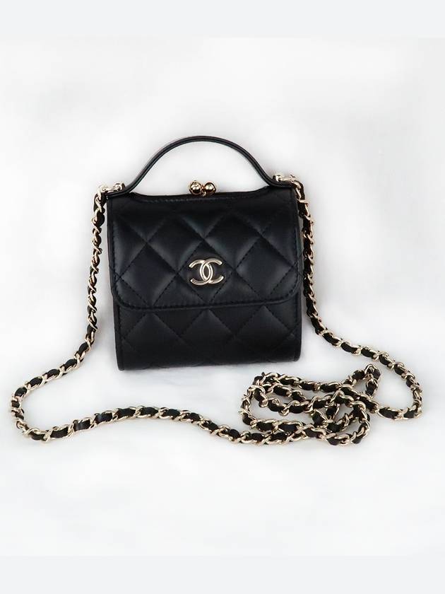 Women's Gold Vanity Retro Lambskin Chain Mini Bag Black