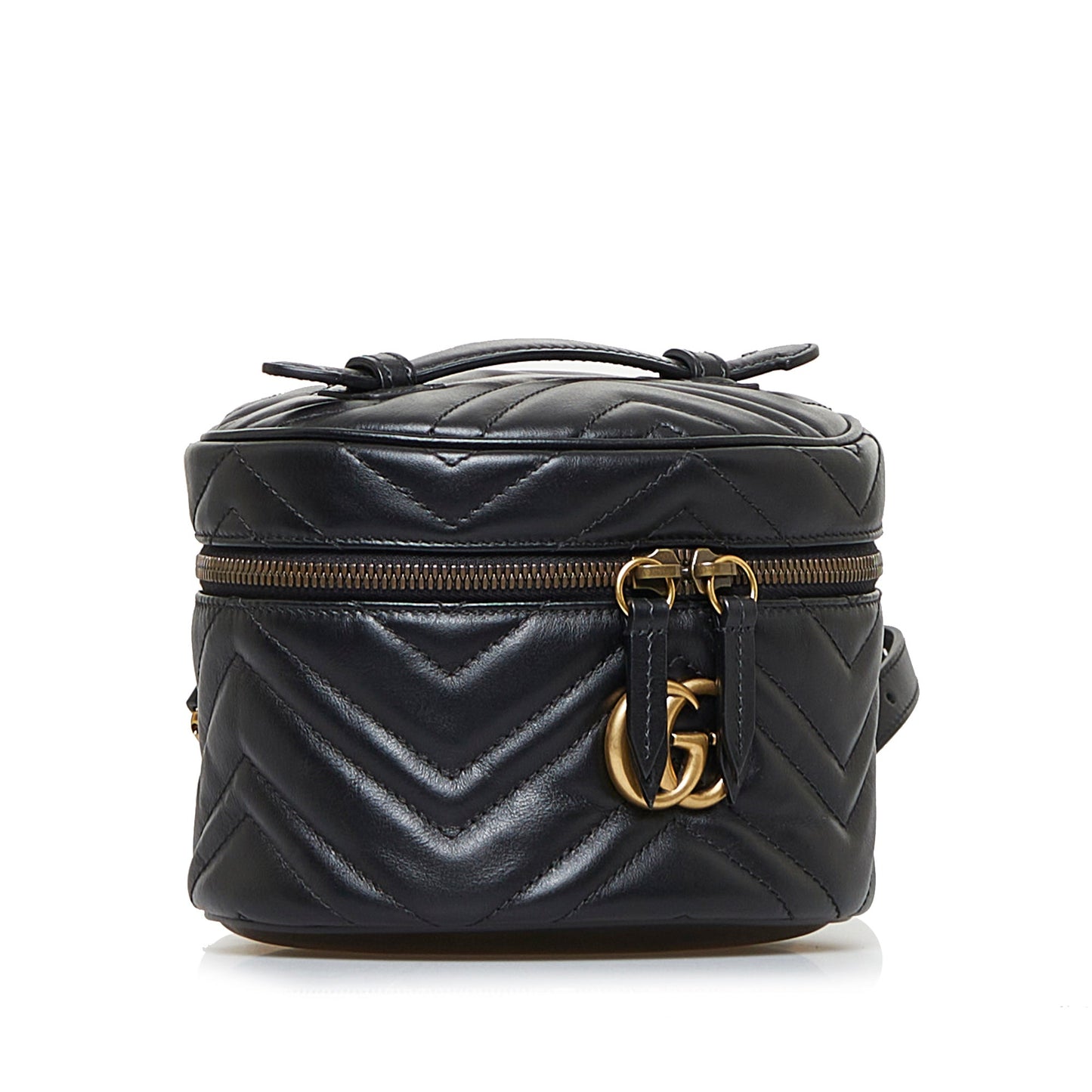 Gucci GG Marmont Round Backpack Black Matelassé