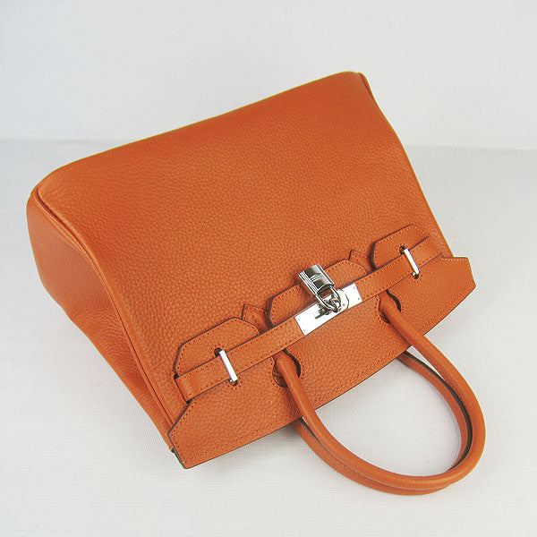 Hermes Birkin 30cm Togo Leather Handbags Orange Silver