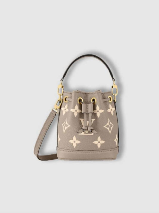 Women's Nano Noe Monogram Bucket Bag Grey Cream