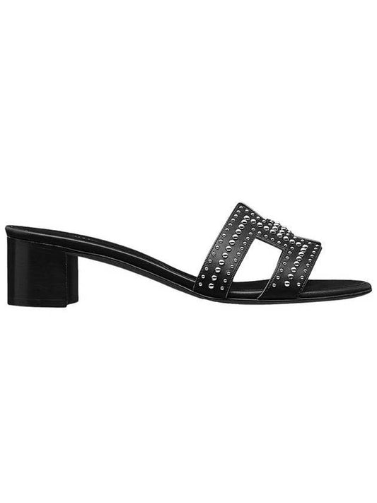 Women's Oasis Mini Studded Leather Sandals Black