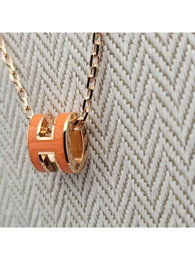 Hermes Mini Pop H Pendant Rose Gold Necklace Orange