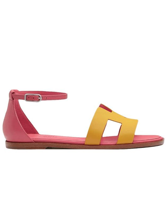 Women's Santorini H Logo Leather Sandals Yellow Pink