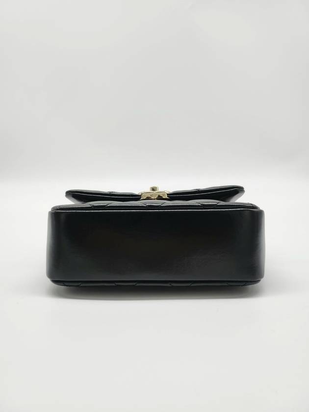 24C Season Mini Top Handle Chain Bag Lambskin Black Gold AS4543