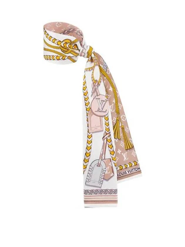 Women's Mix And Strap Silk Scarf Light Pink