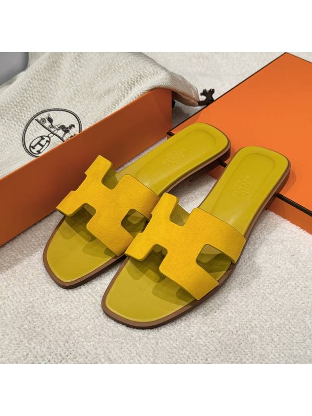 Women s Oran Sandals Calfskin Suede Yellow