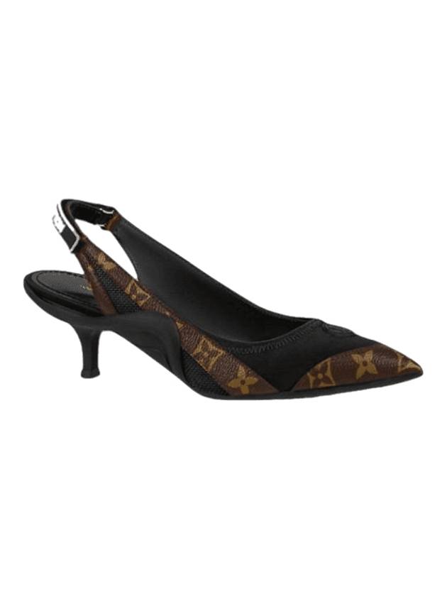 Archlight Logo Monogram Canvas Slingback Heels Black