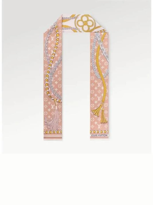 Women's Mix And Strap Silk Scarf Light Pink