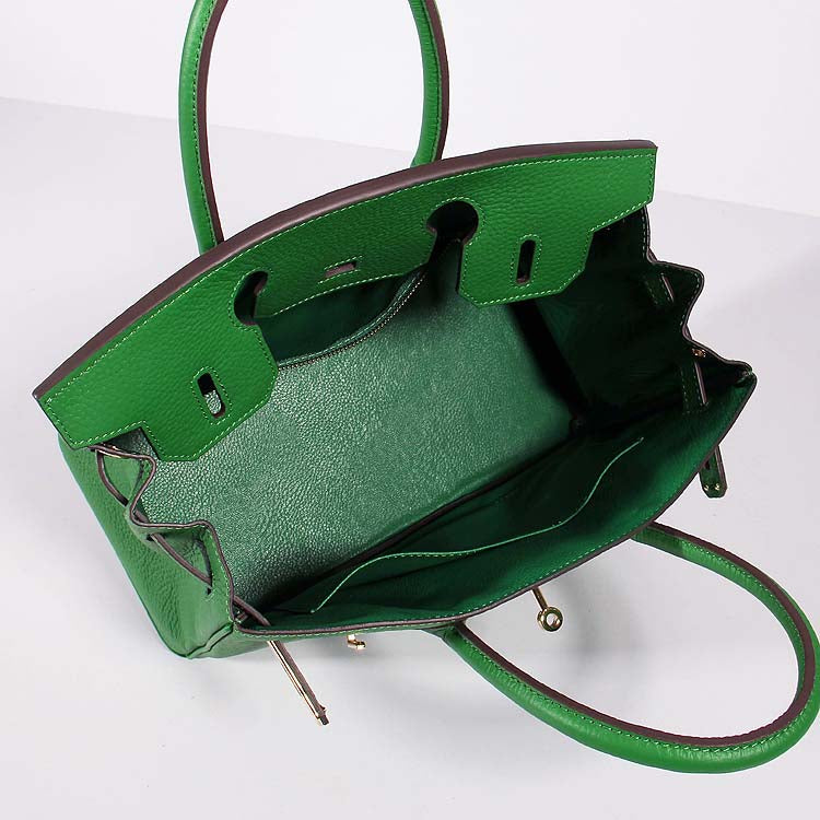 Hermes 30cm Birkin Bag Togo Leather With Strap Green Gold