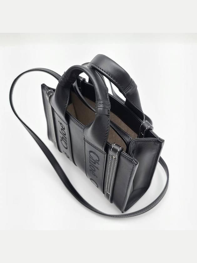 Woody Logo Calf Leather Mini Bag Black