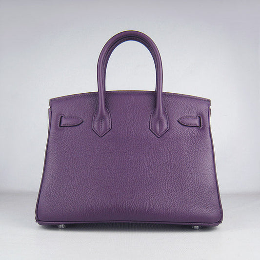 Hermes Birkin 30cm Togo Leather Handbags Purple Silver